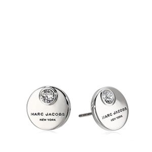 Marc Jacobs Coin Stud Crystal Silver Tone Earrings